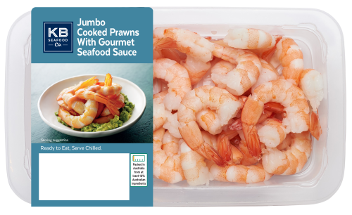 KB Seafood Co Jumbo Cooked Prawns with Gourmet Sauce